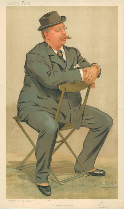 Sir J. R. S. Vine, Het Imperial Institute, 27 juli 1893, Vanity Fair cartoon door Leslie Matthew Ward